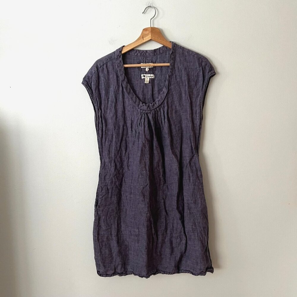 Malvin Germany I Love Linen Purple Scoopneck Cap Sleeve Dress Women's Size M/8